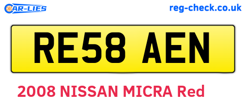 RE58AEN are the vehicle registration plates.