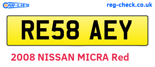 RE58AEY are the vehicle registration plates.