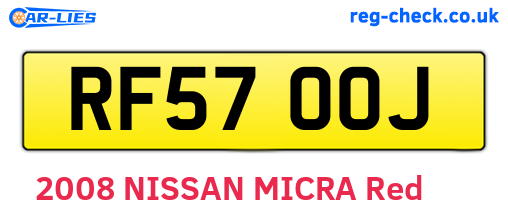 RF57OOJ are the vehicle registration plates.