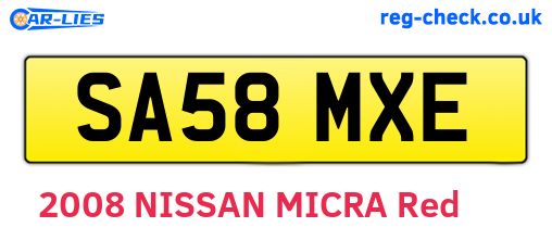 SA58MXE are the vehicle registration plates.