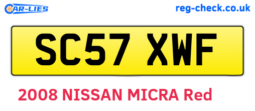 SC57XWF are the vehicle registration plates.