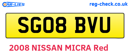 SG08BVU are the vehicle registration plates.