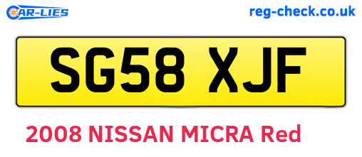 SG58XJF are the vehicle registration plates.