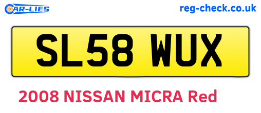SL58WUX are the vehicle registration plates.