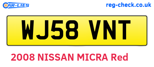 WJ58VNT are the vehicle registration plates.