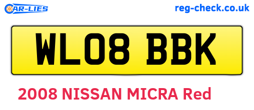 WL08BBK are the vehicle registration plates.