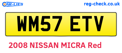 WM57ETV are the vehicle registration plates.