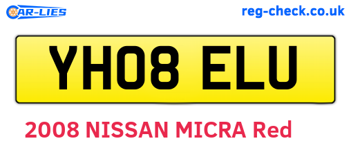 YH08ELU are the vehicle registration plates.