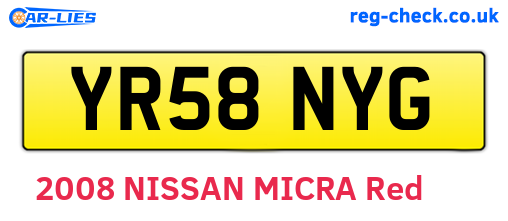 YR58NYG are the vehicle registration plates.