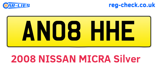 AN08HHE are the vehicle registration plates.