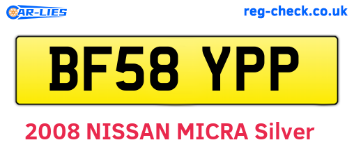 BF58YPP are the vehicle registration plates.