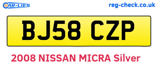 BJ58CZP are the vehicle registration plates.