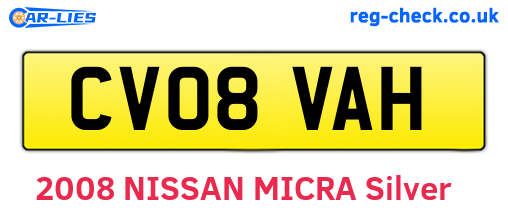 CV08VAH are the vehicle registration plates.
