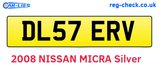 DL57ERV are the vehicle registration plates.