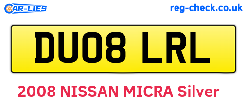 DU08LRL are the vehicle registration plates.