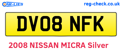 DV08NFK are the vehicle registration plates.