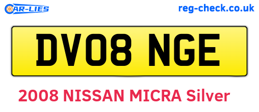 DV08NGE are the vehicle registration plates.