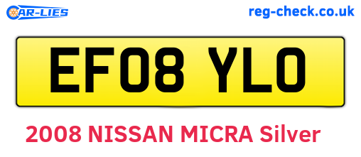EF08YLO are the vehicle registration plates.