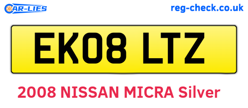 EK08LTZ are the vehicle registration plates.