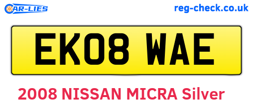 EK08WAE are the vehicle registration plates.