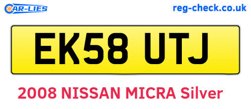 EK58UTJ are the vehicle registration plates.