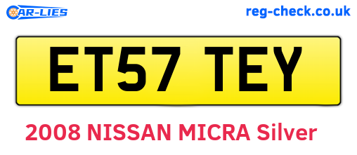 ET57TEY are the vehicle registration plates.