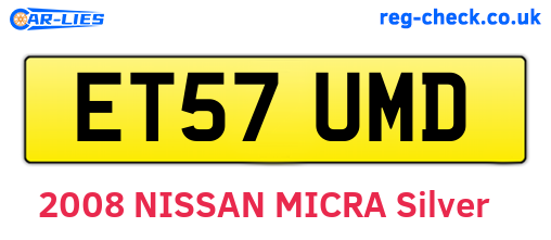 ET57UMD are the vehicle registration plates.