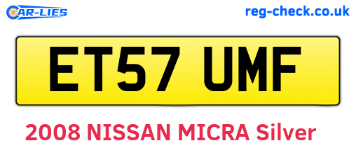 ET57UMF are the vehicle registration plates.