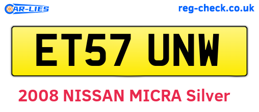 ET57UNW are the vehicle registration plates.