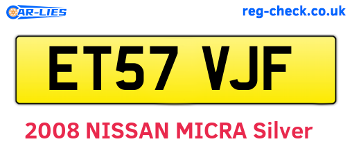 ET57VJF are the vehicle registration plates.