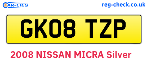 GK08TZP are the vehicle registration plates.