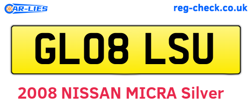 GL08LSU are the vehicle registration plates.