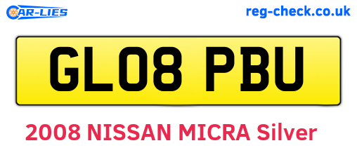 GL08PBU are the vehicle registration plates.
