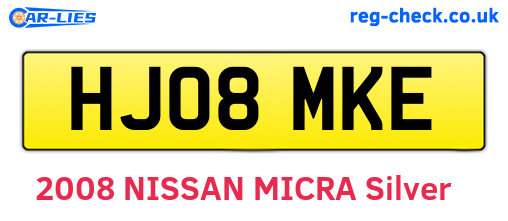 HJ08MKE are the vehicle registration plates.
