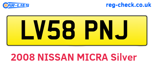 LV58PNJ are the vehicle registration plates.