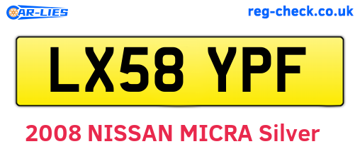 LX58YPF are the vehicle registration plates.