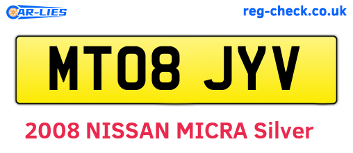 MT08JYV are the vehicle registration plates.