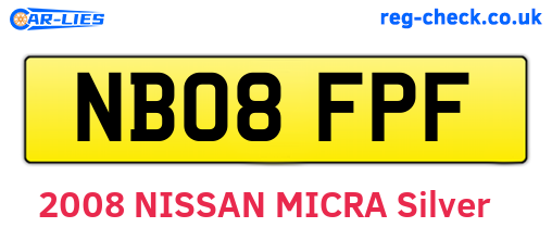 NB08FPF are the vehicle registration plates.