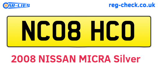 NC08HCO are the vehicle registration plates.