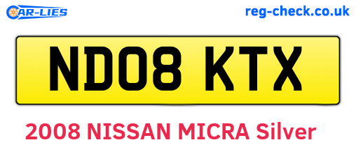 ND08KTX are the vehicle registration plates.