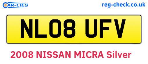 NL08UFV are the vehicle registration plates.