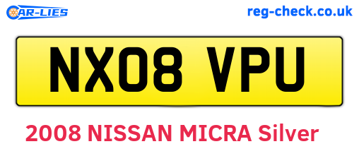 NX08VPU are the vehicle registration plates.