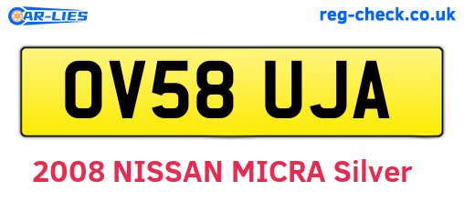 OV58UJA are the vehicle registration plates.