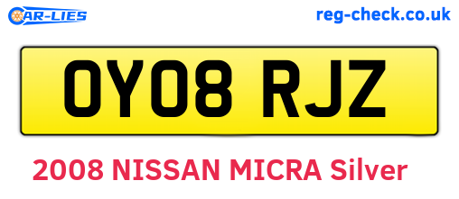 OY08RJZ are the vehicle registration plates.