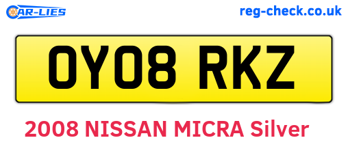 OY08RKZ are the vehicle registration plates.