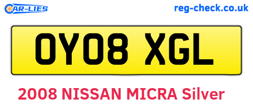 OY08XGL are the vehicle registration plates.
