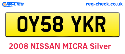 OY58YKR are the vehicle registration plates.