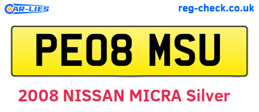 PE08MSU are the vehicle registration plates.