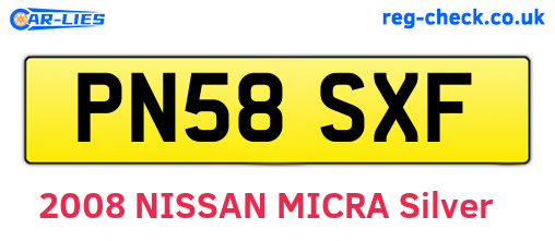 PN58SXF are the vehicle registration plates.