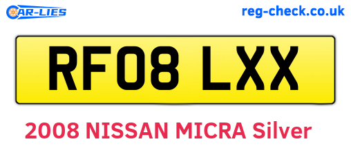 RF08LXX are the vehicle registration plates.